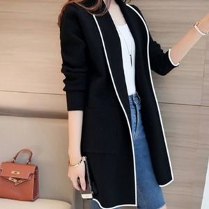 Black cardigan with white piping NWOT